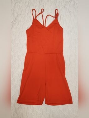 Orange Fitted Workout Romper